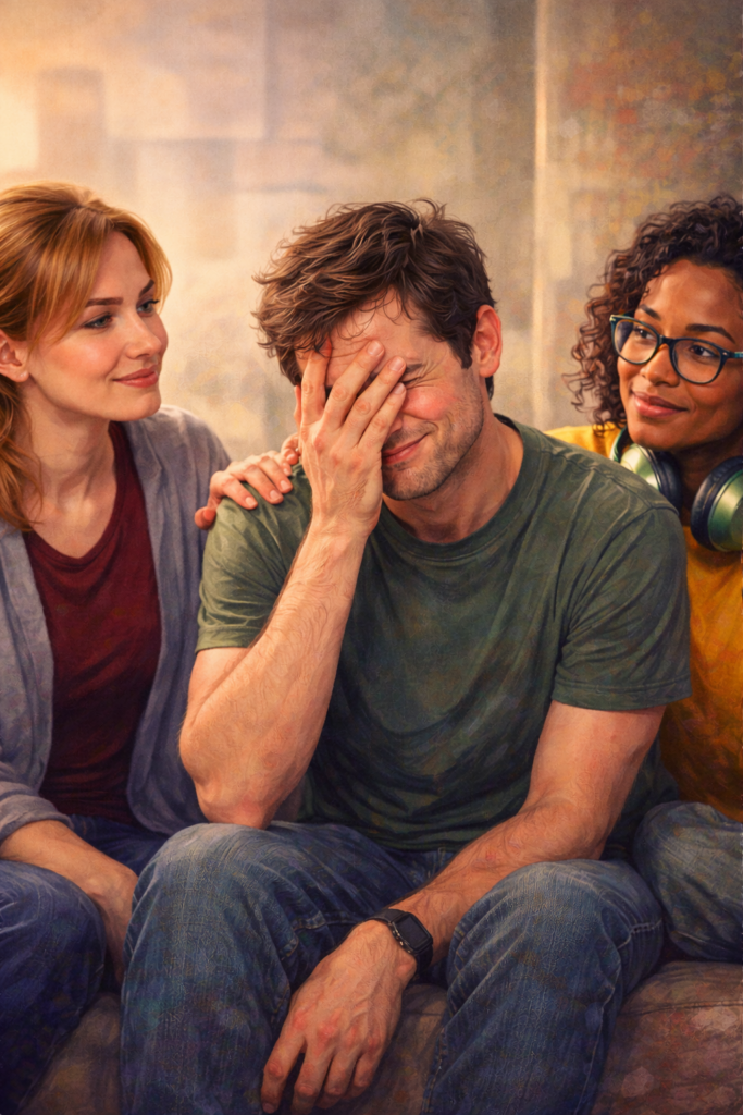 Supportive friends in a warm moment